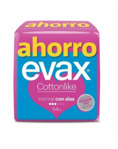 Normal Sanitary Pads with Wings Evax Cottonlike 64 Units