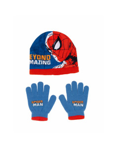Bonnet et gants Spider-Man Great power Bleu Rouge