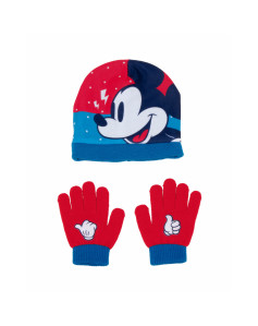 Mütze und Handschuhe Mickey Mouse Happy smiles Blau Rot