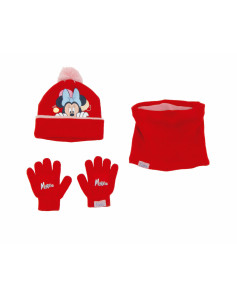 Hat, Gloves and Neck Warmer Minnie Mouse Lucky Red