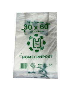 Einkaufstasche 200 Stück Biologisch abbaubar Weiß 30 x 60 cm
