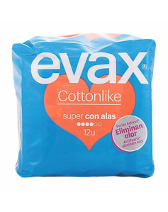 Super Sanitary Pads with Wings Cotton Like Evax (12 uds)