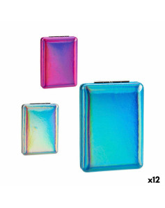 Pocket Mirror Metallic Blue Pink Silver Crystal Plastic 2,5 x