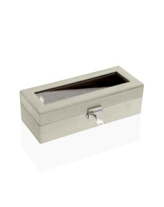 Box for watches Versa Cream Velvet Wood Polyskin Mirror MDF