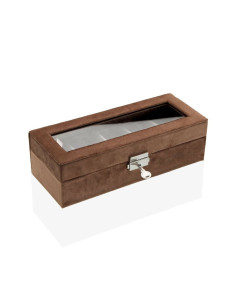Box for watches Versa Brown Velvet Wood Polyskin Mirror MDF